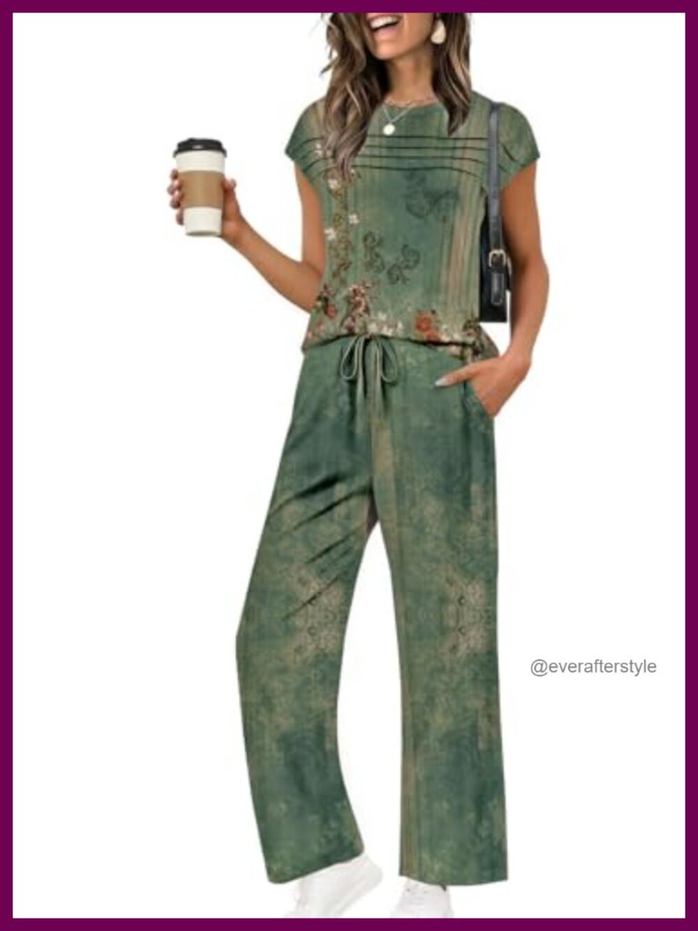 Women's Two Piece Cap Sleeve Lounge Set Pants Soft Casual